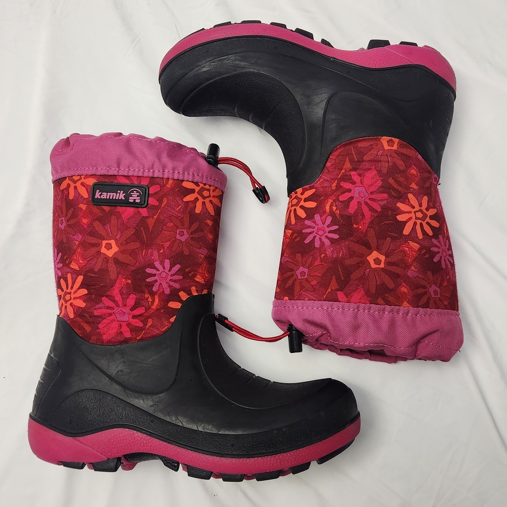 Kamik Stormin 2 Pentaswirl Waterproof‎ Insulated Snow Boots Size 4 Pink Floral
